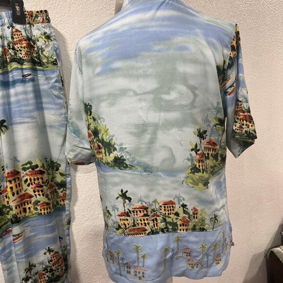 Weekend‎ Clothes Line Hawaiian Shirt L Princess Cruise 2pc Pants XL Beads - Picture 6 of 16
